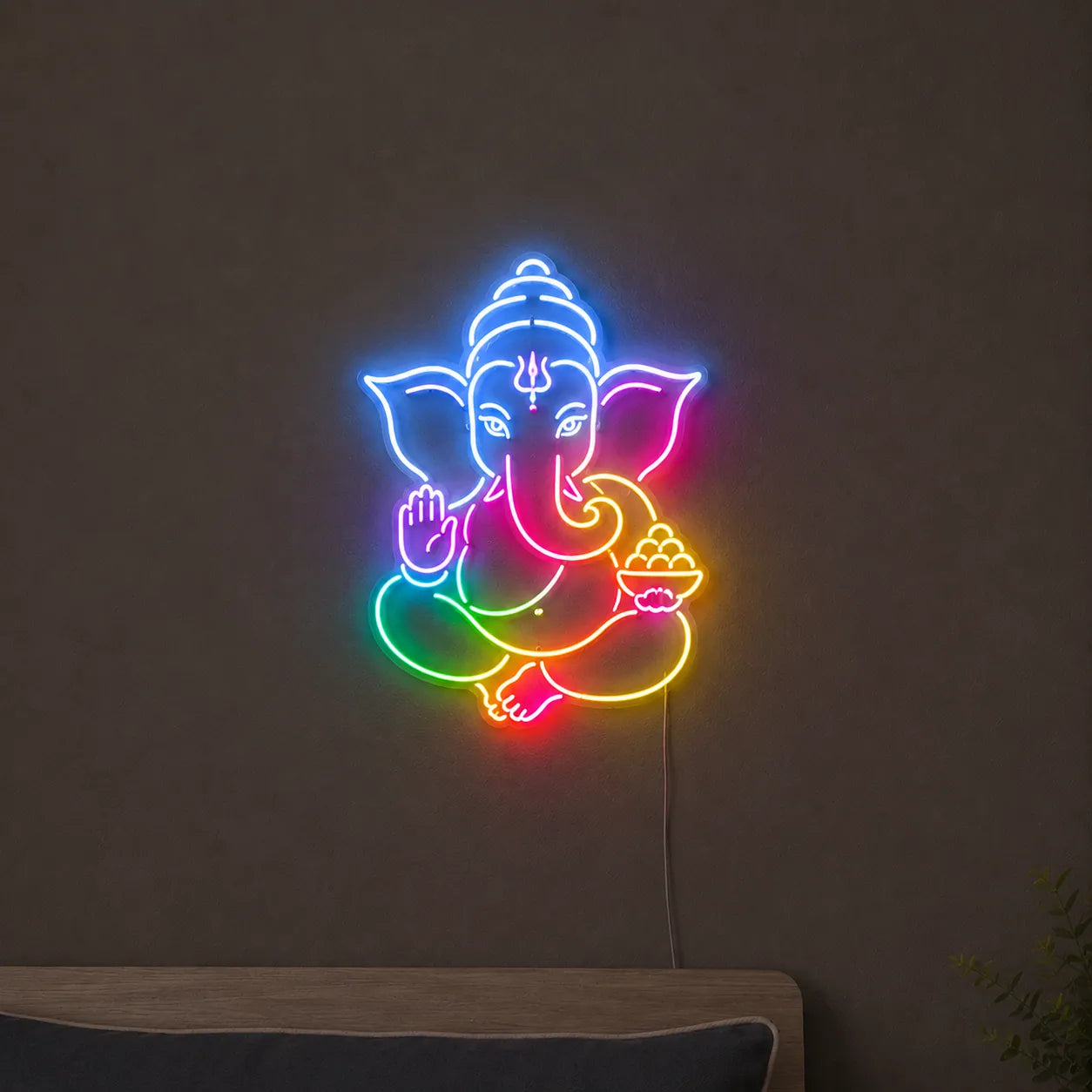 Colorful Lord Ganesh Ji Neon Sign Board