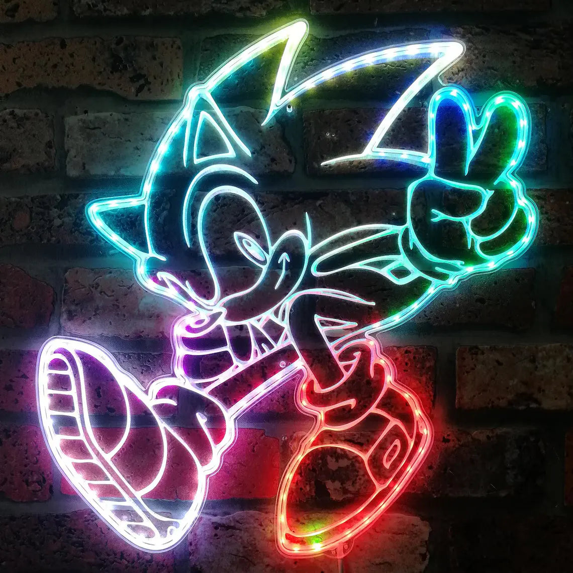 Colourful Sonic Game Room Wall Neon Night