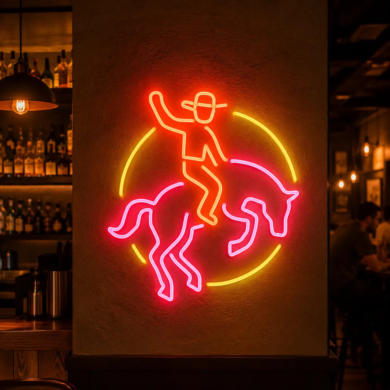 Cowboy Rides Horse Neon Light For BAR