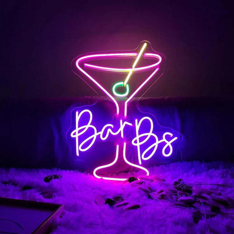 BarBs LED Neon Sign – Premium Cocktail Glass Neon Wall Light