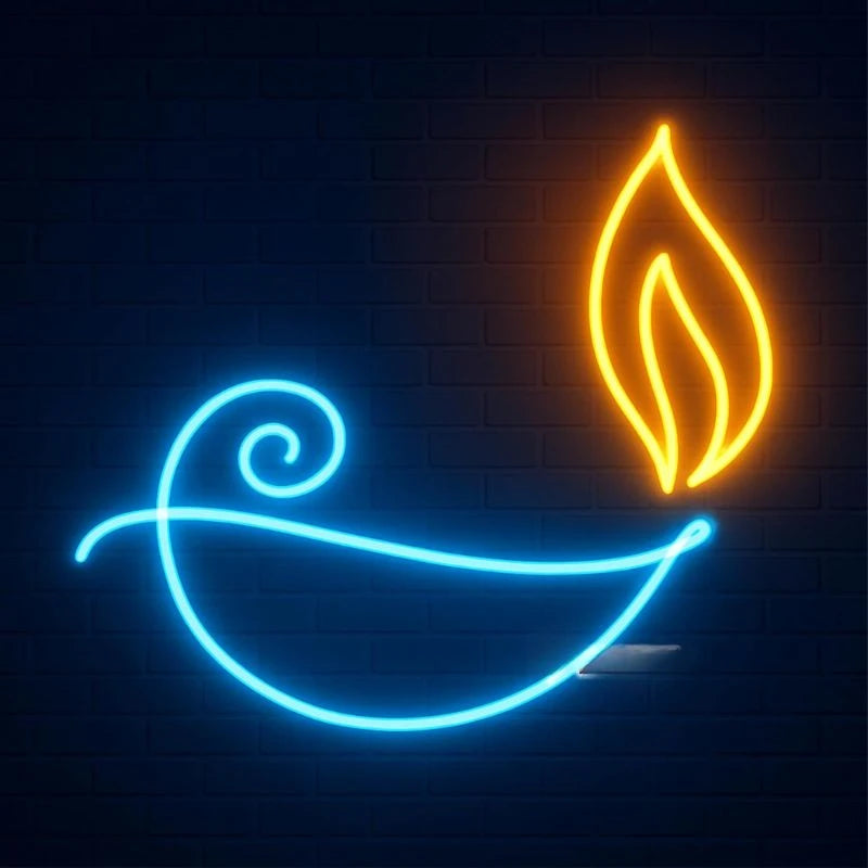 DIYA Neon Sign Signage Design Deepawali Night Light For Home Wall Decor