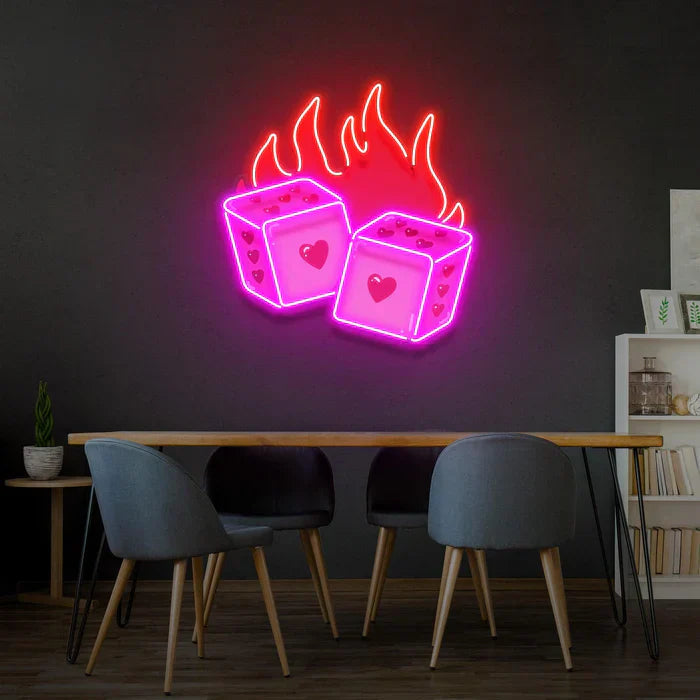 Dice Love UV Art LED Neon Sign