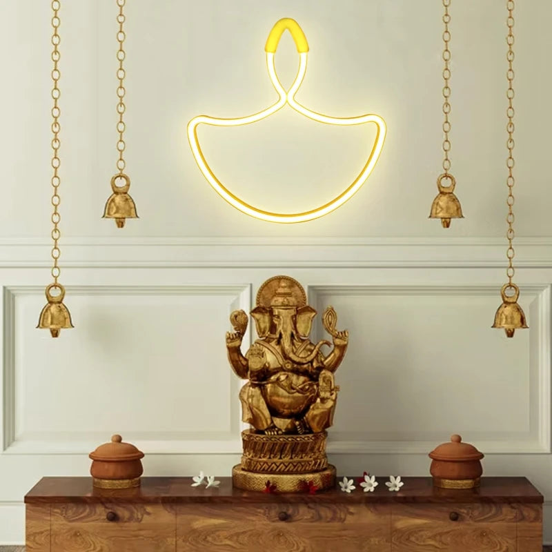 Diwali Diya Neon Sign Strip Lights