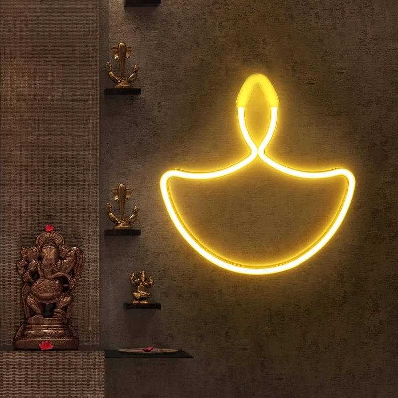 Diwali Diya Neon Sign Strip Lights