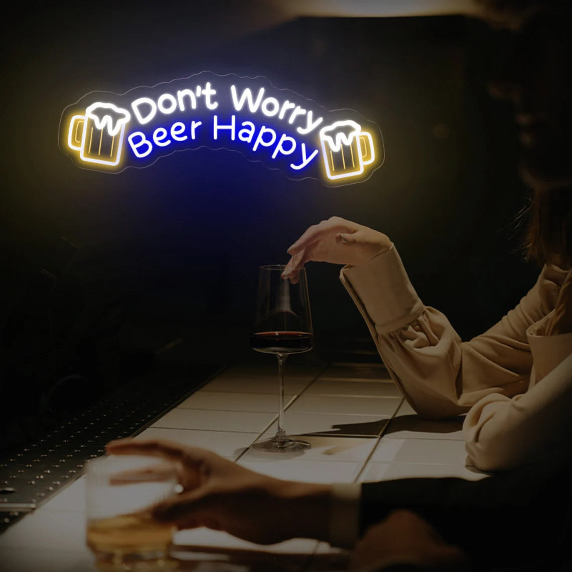 Don'T Worry Beer Happy Neon Sign