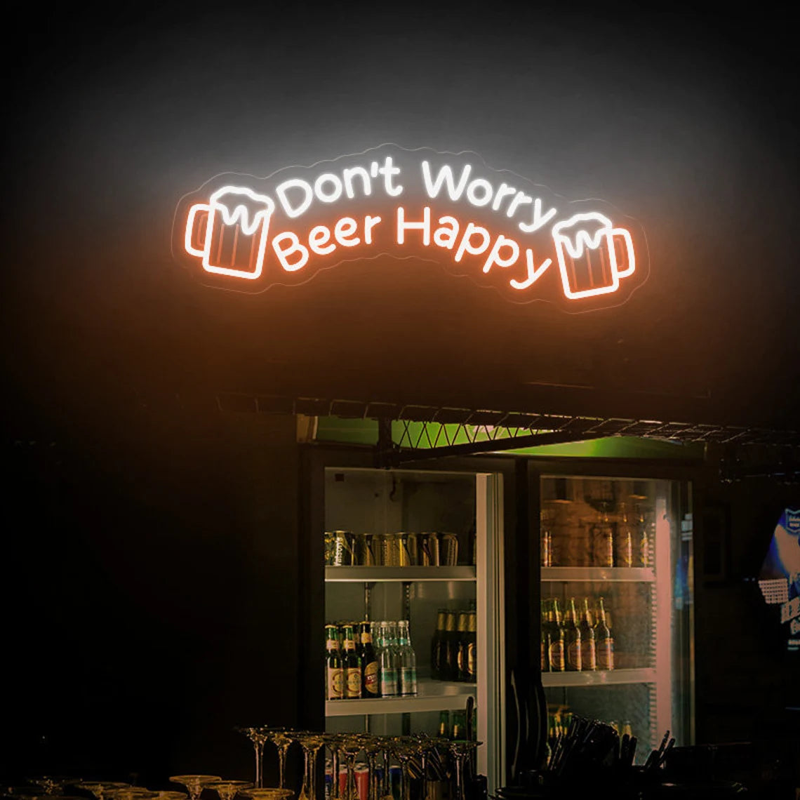 Don'T Worry Beer Happy Neon Sign
