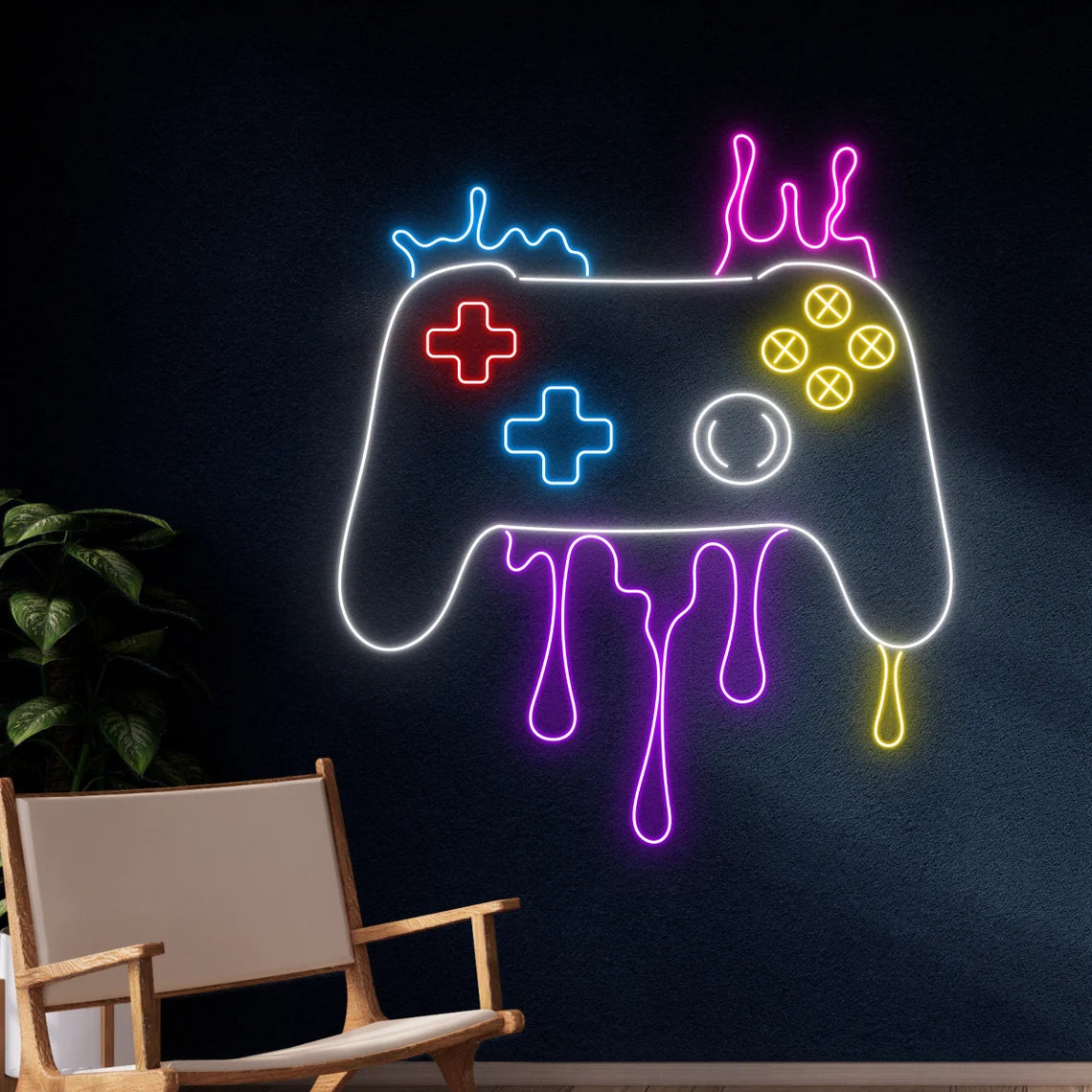 Dripping Game Controller Neon LED Sign