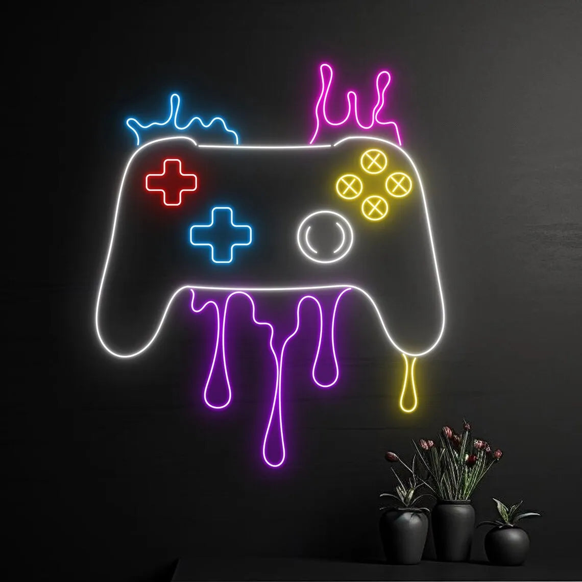 Dripping Game Controller Neon LED Sign
