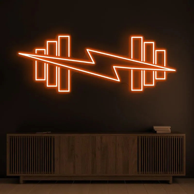 Dumbbell Lightning Bolt LED Neon Sign