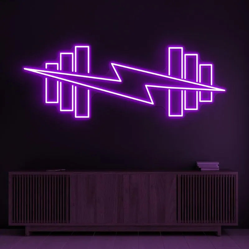 Dumbbell Lightning Bolt LED Neon Sign