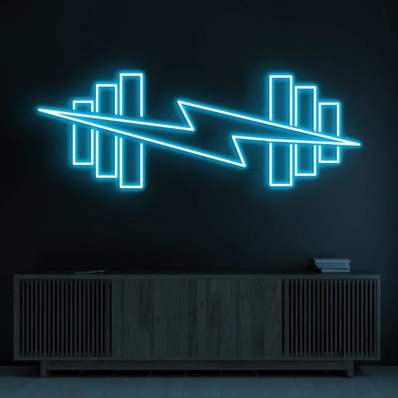 Dumbbell Lightning Bolt LED Neon Sign