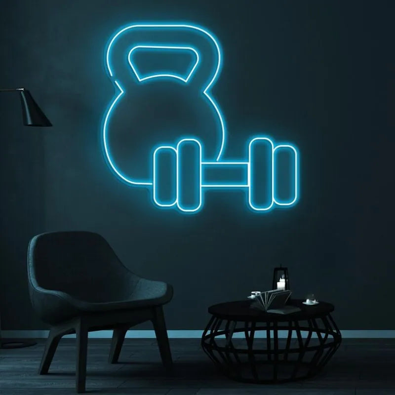 Dumbbell and Kettlebell Neon Sign