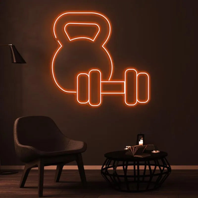 Dumbbell and Kettlebell Neon Sign