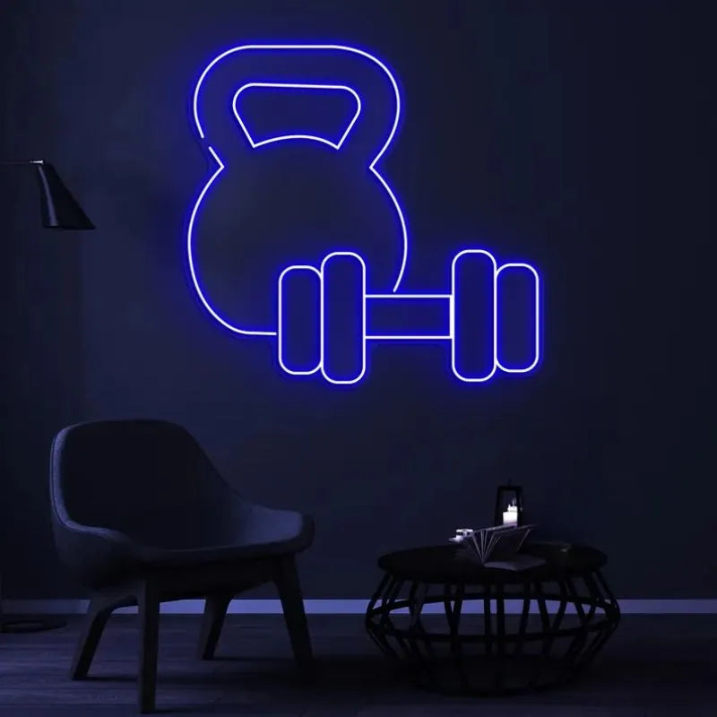 Dumbbell and Kettlebell Neon Sign