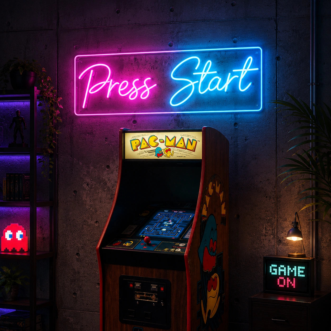 LED Press Start Gaming Neon Signs