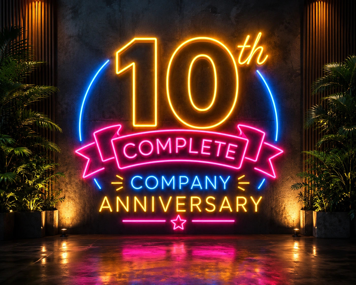 10th Year Complete Company Anniversary Neon Light