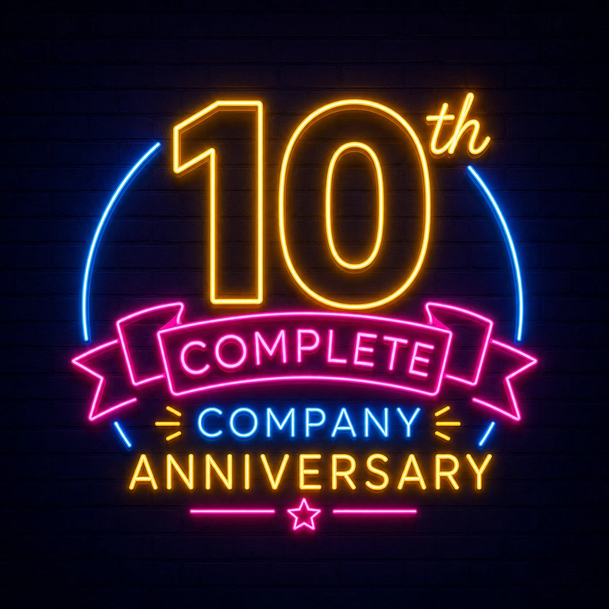 10th Year Complete Company Anniversary Neon Light