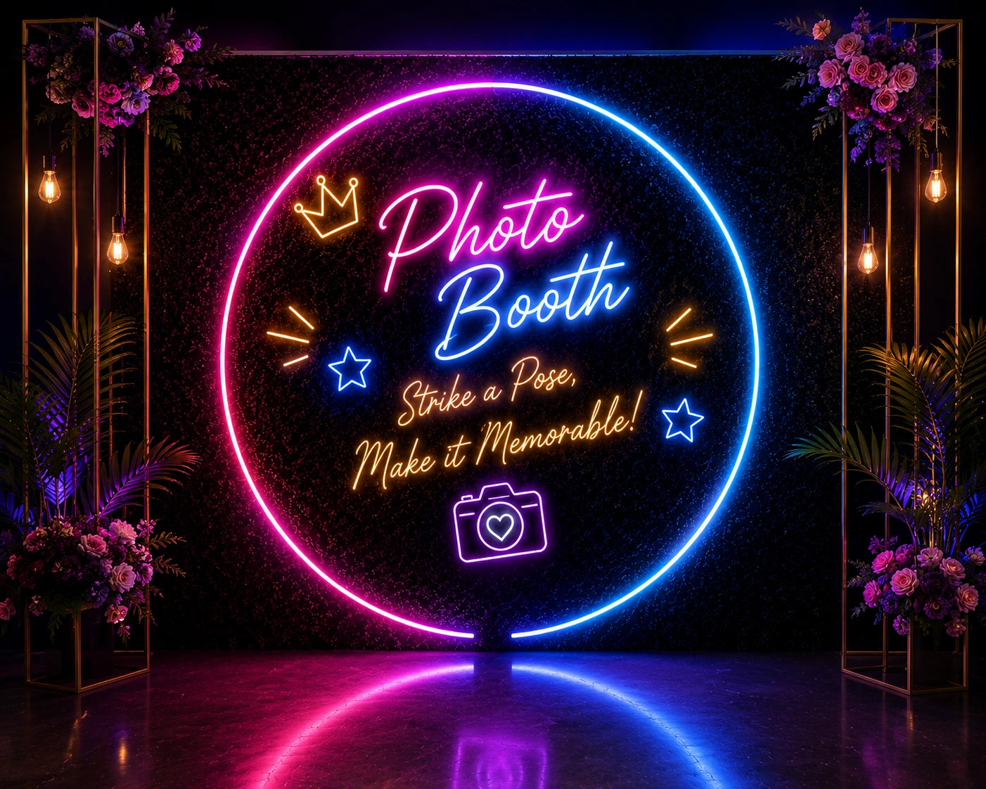 Photo booth Event backgrounds neon light