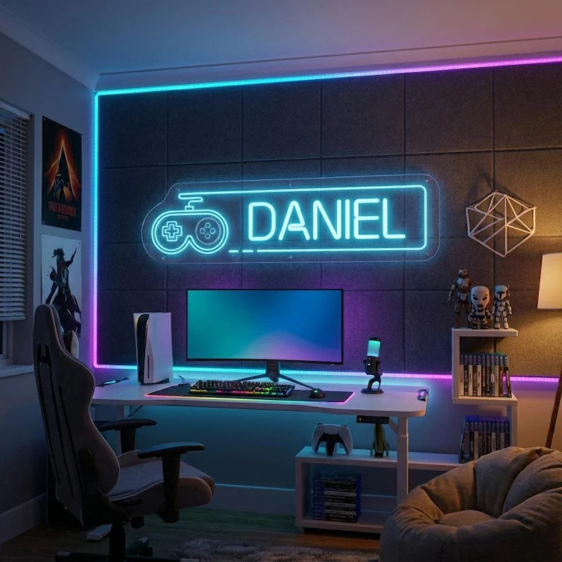Custom Gamer Name Neon Sign for Gaming Room