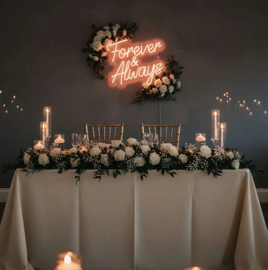 Forever and Always LED Neon Sign – Elegant Wedding & Couple Decor