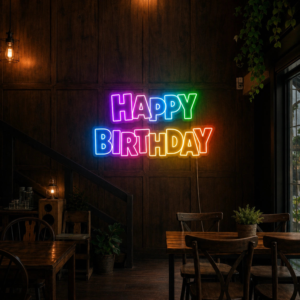 Colourful Happy Birthday Neon Sign