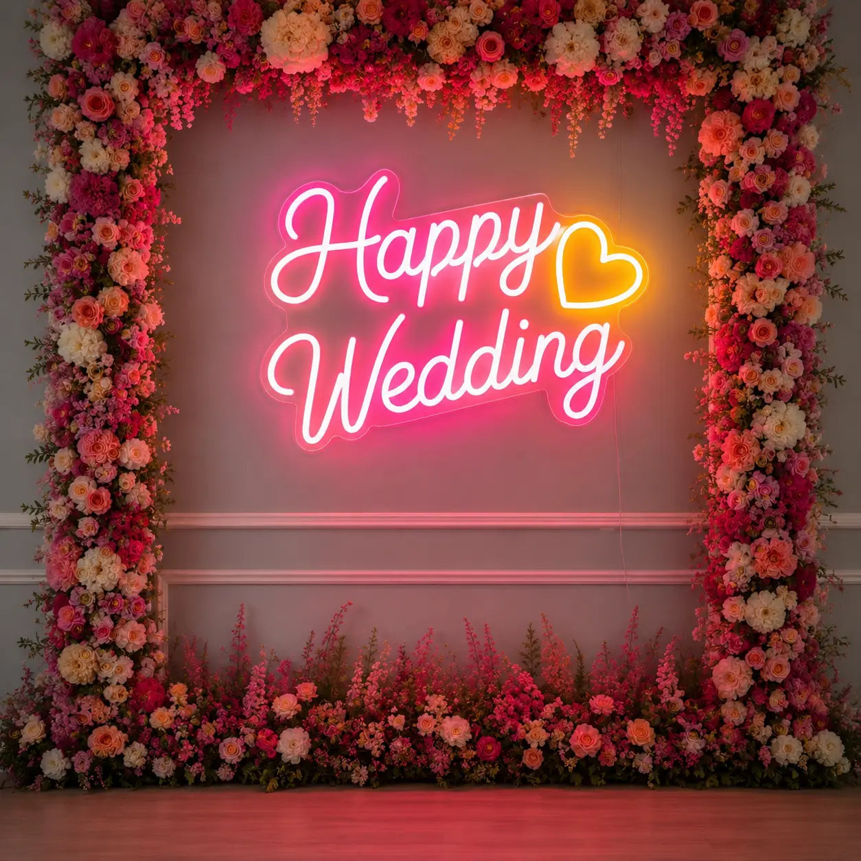 Happy Wedding Name LED Neon Sign