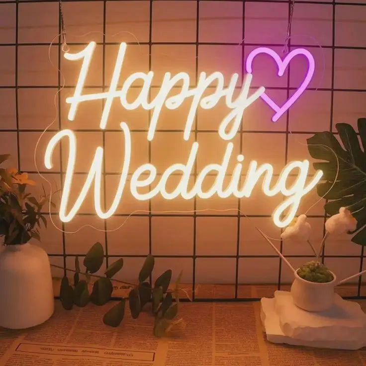 Happy Wedding Neon Light
