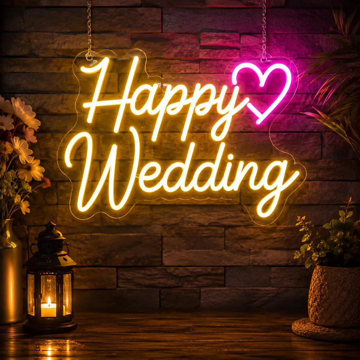 Happy Wedding Neon Light