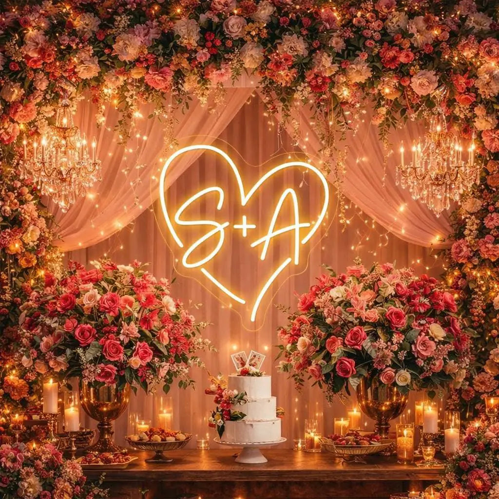 Mr. & Mrs. Initial Letter Neon Sign for Wedding Decor