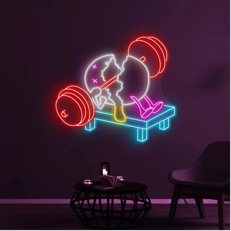 Egg Lifting Dumbbell Neon Sign