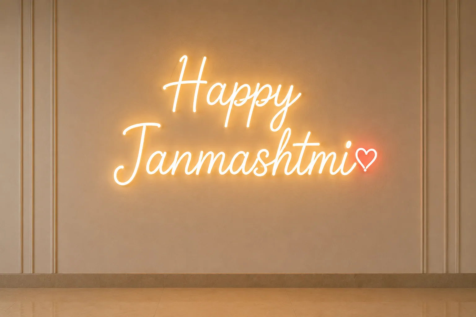 Happy Janmashtami LED Neon Sign for Home Temple Decoration