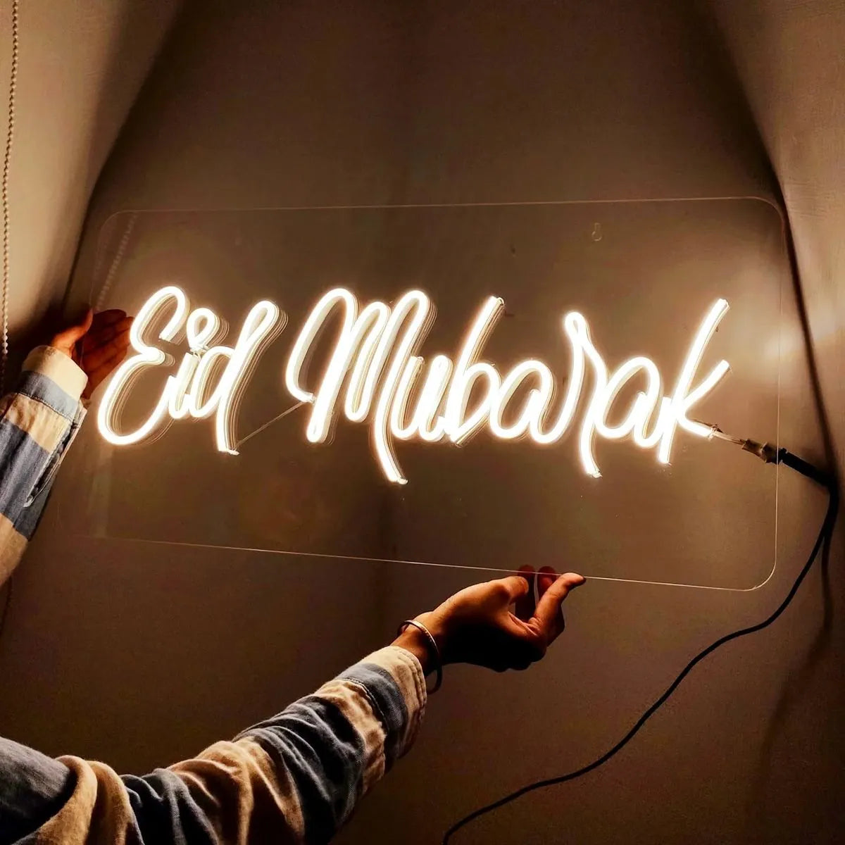Festive Eid Mubarak Neon Wall Sign for Islamic Celebrations