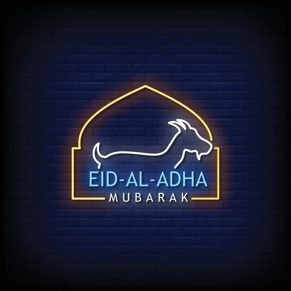Eid Al Adha Mubarak LED Neon Sign with Goat Design