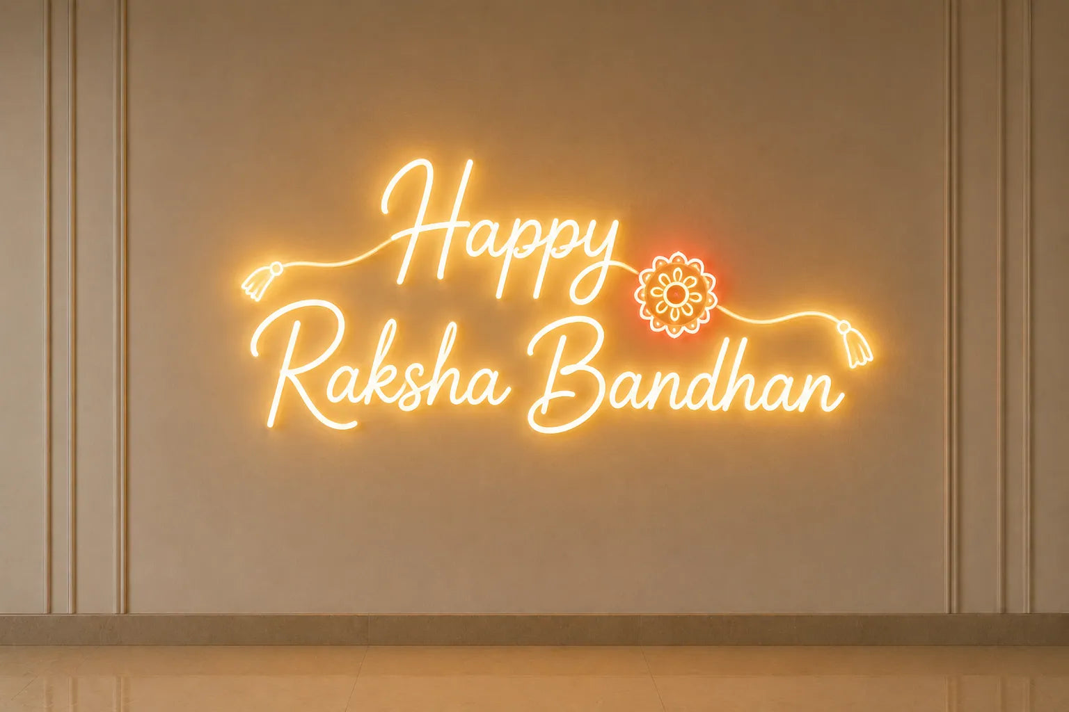 Happy Raksha Bandhan LED Neon Sign for Sibling Celebrations