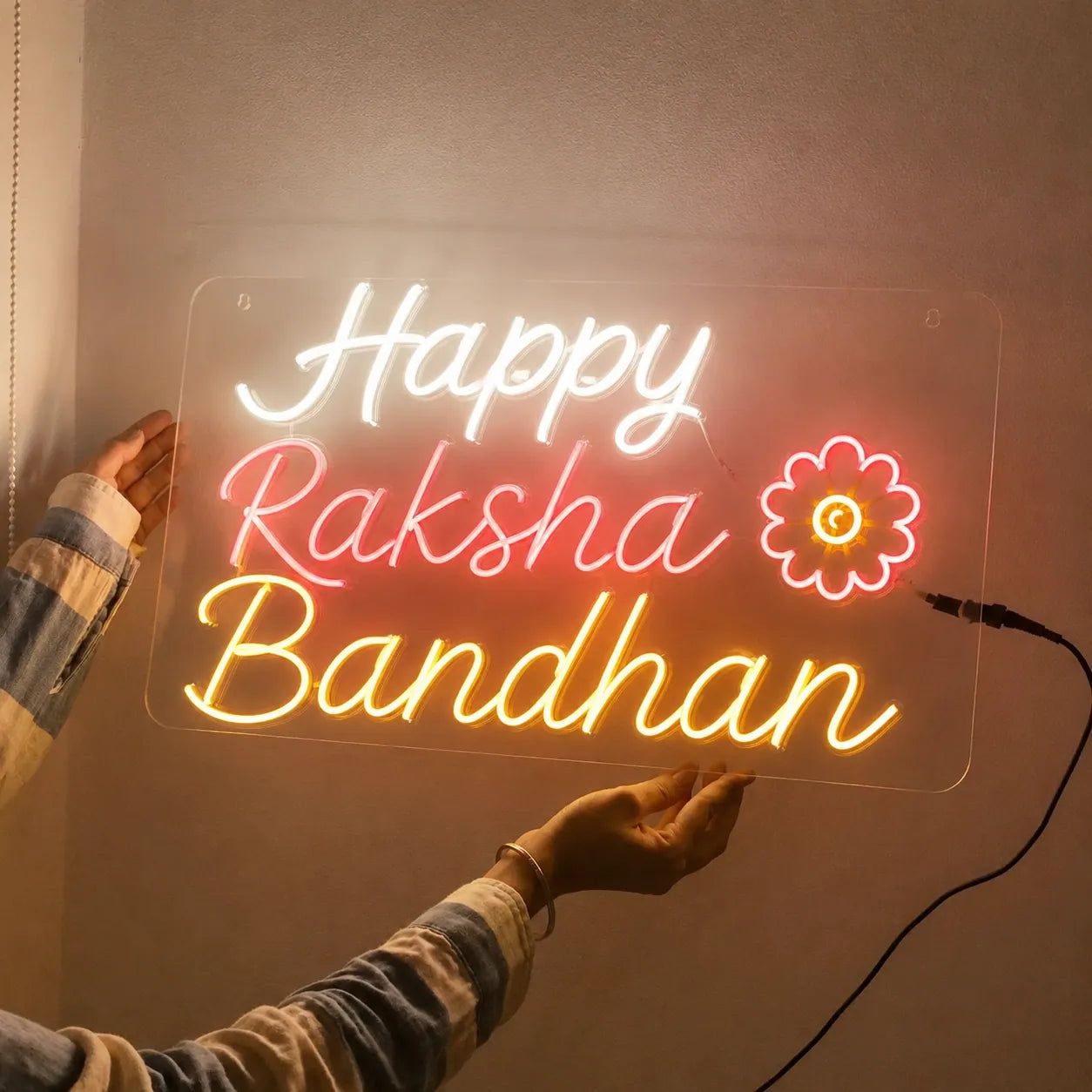 Colorful Happy Raksha Bandhan Neon Light Wall Decor