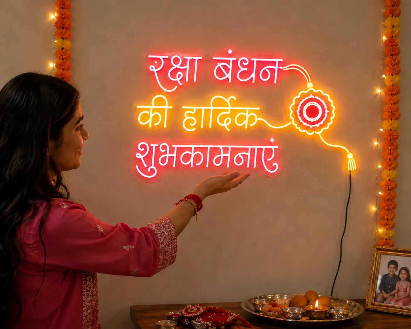 रक्षा बंधन की हार्दिक शुभकामनाएं LED Neon Sign