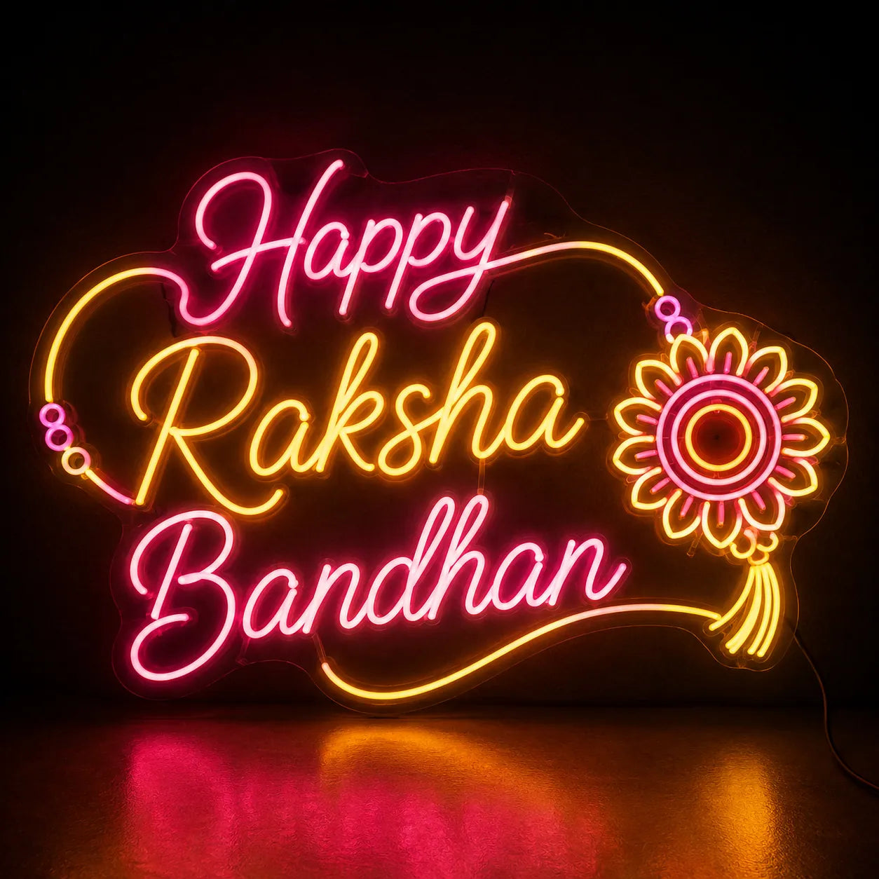 Decorative Rakhi Neon Light with Traditional Rakhi Motif