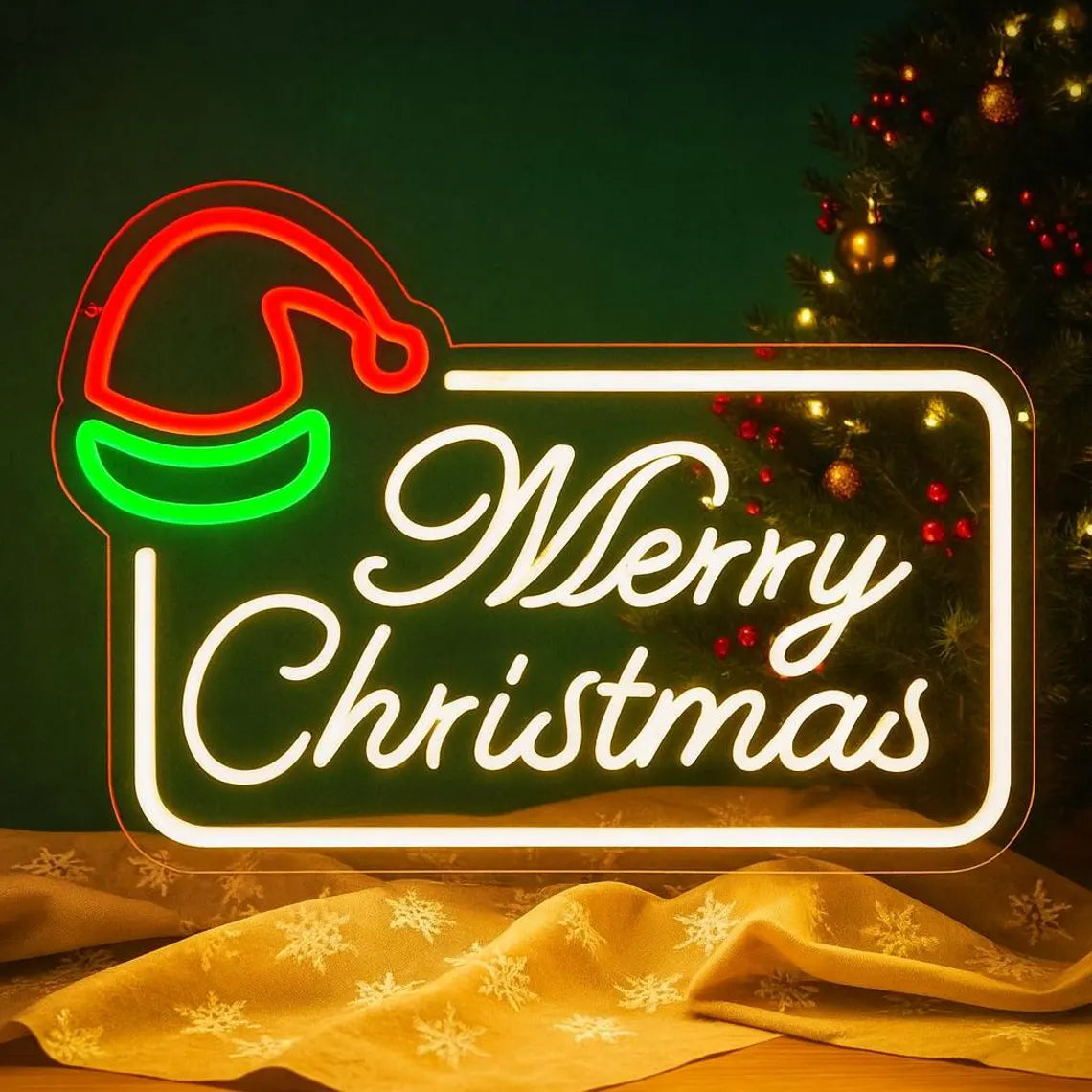 Festive Merry Christmas Neon Light Wall Decor