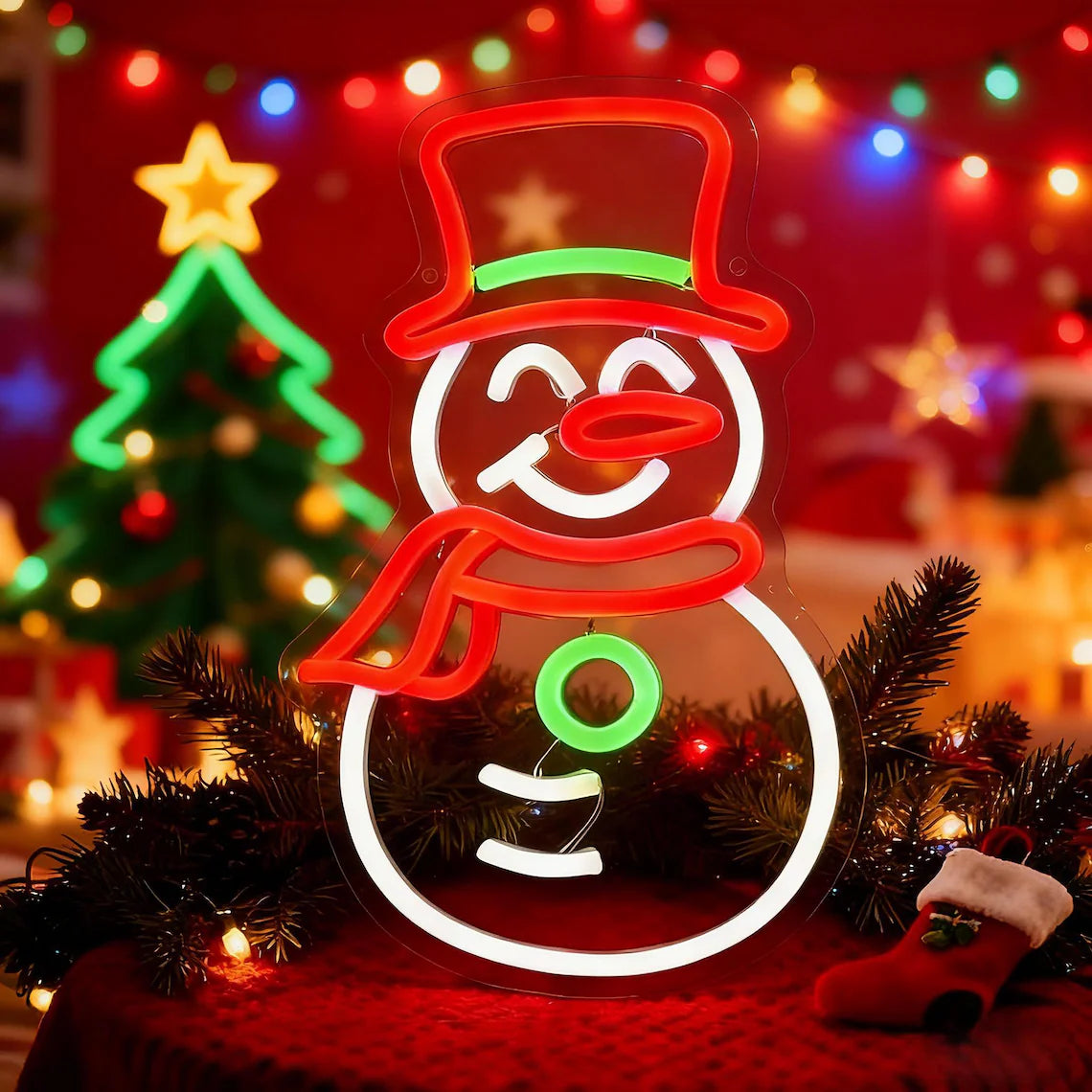 Christmas Snowman LED Neon Sign for Holiday Decor