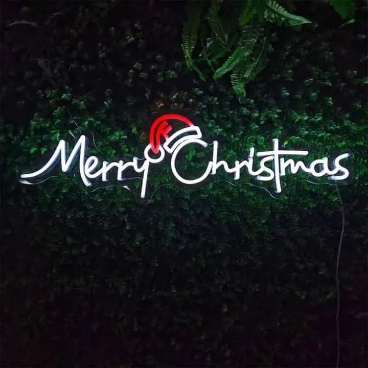 Christmas Neon Light with Snowflake & Holly Leaves