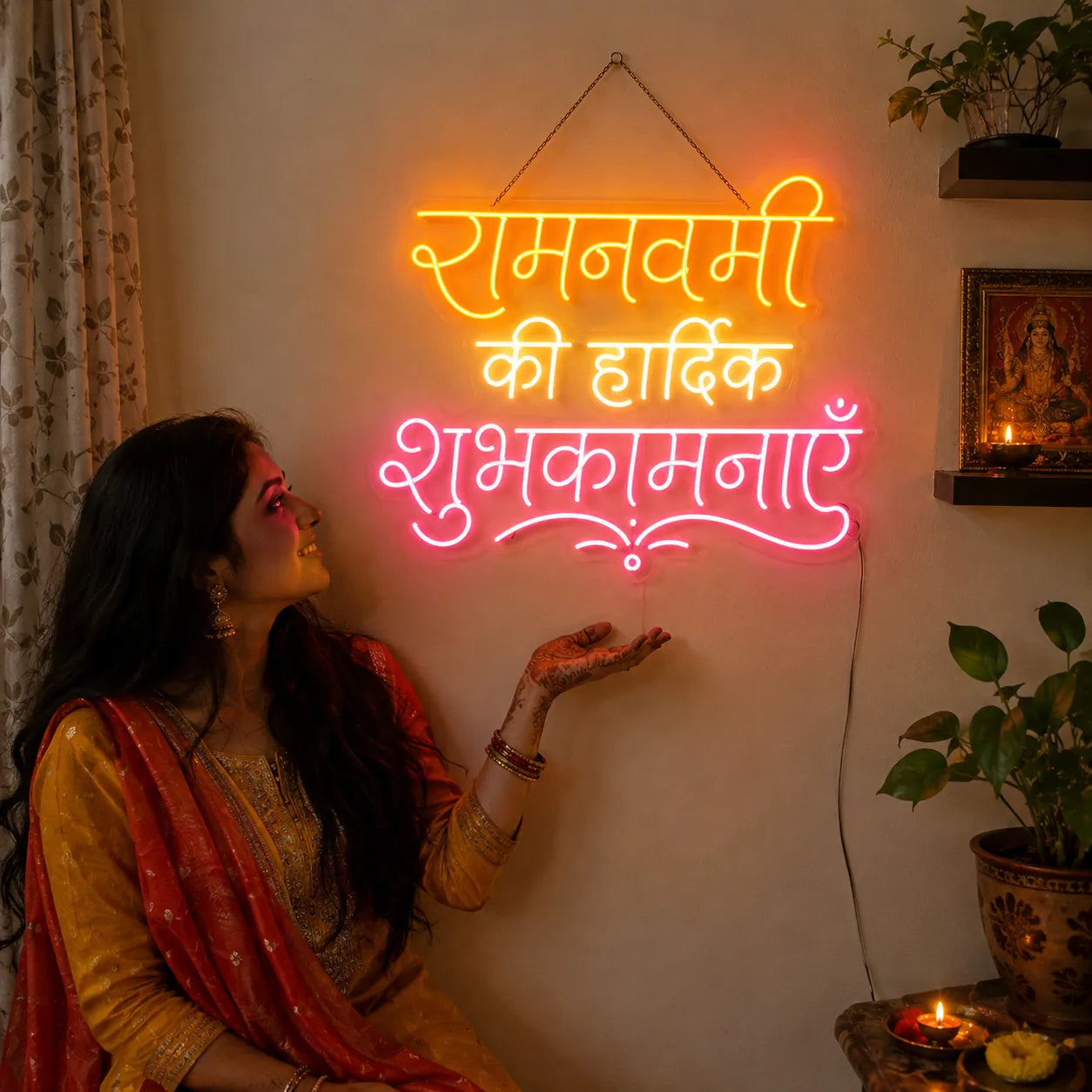रामनवमी की हार्दिक शुभकामनाएं LED Neon Sign for Home Decor