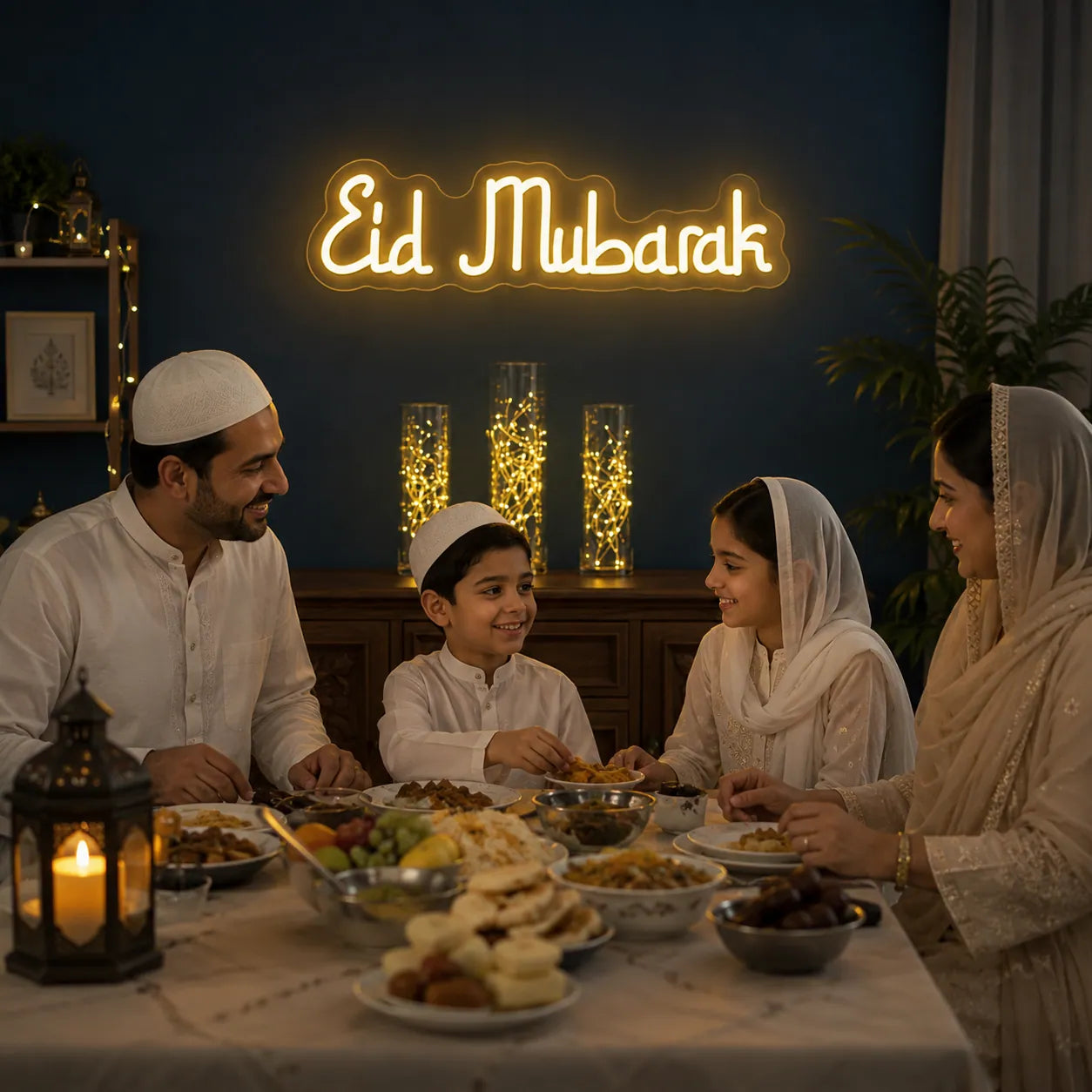 Eid Mubarak LED Neon Sign for Festive Home Decor