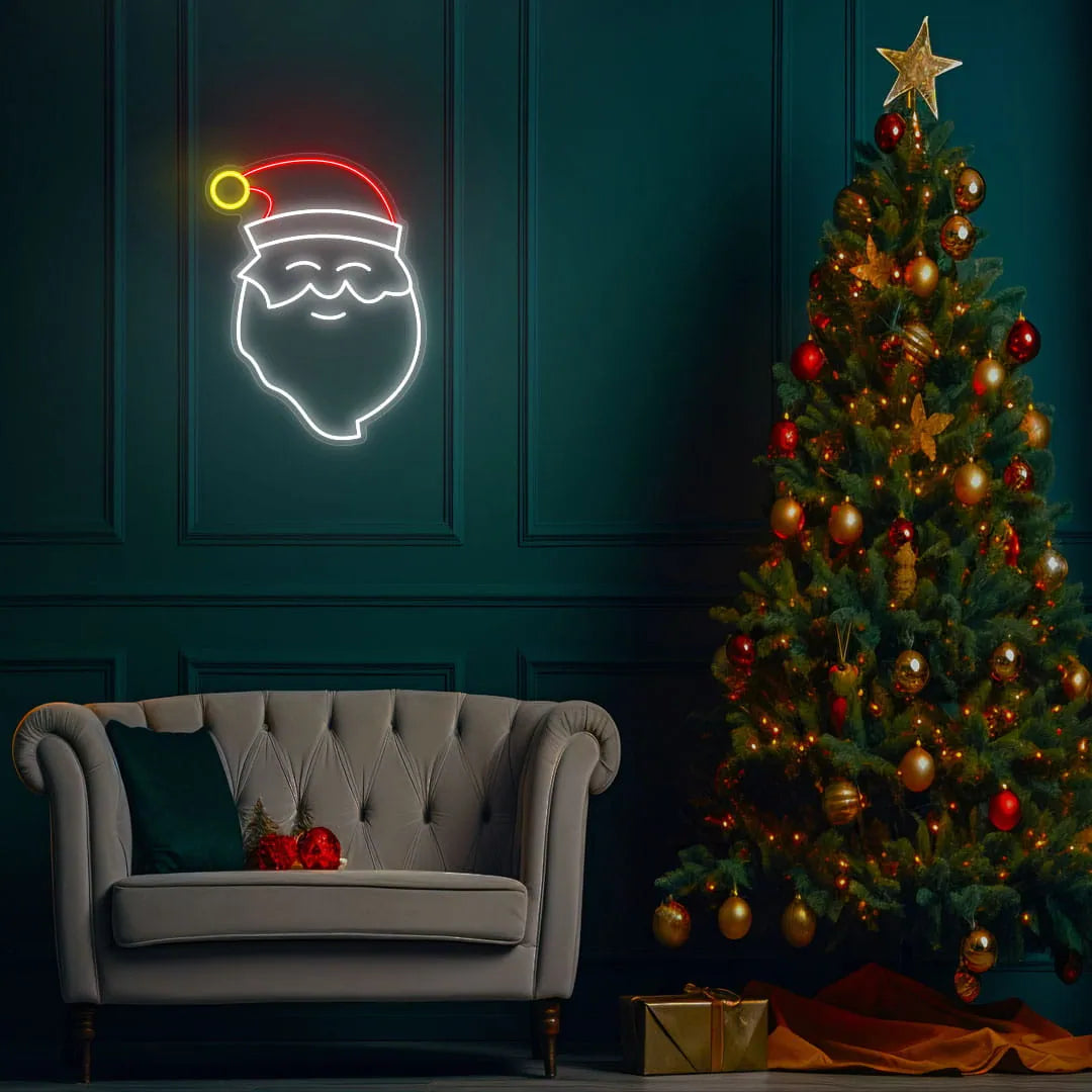 Festive Santa Neon Wall Decor for Living Room