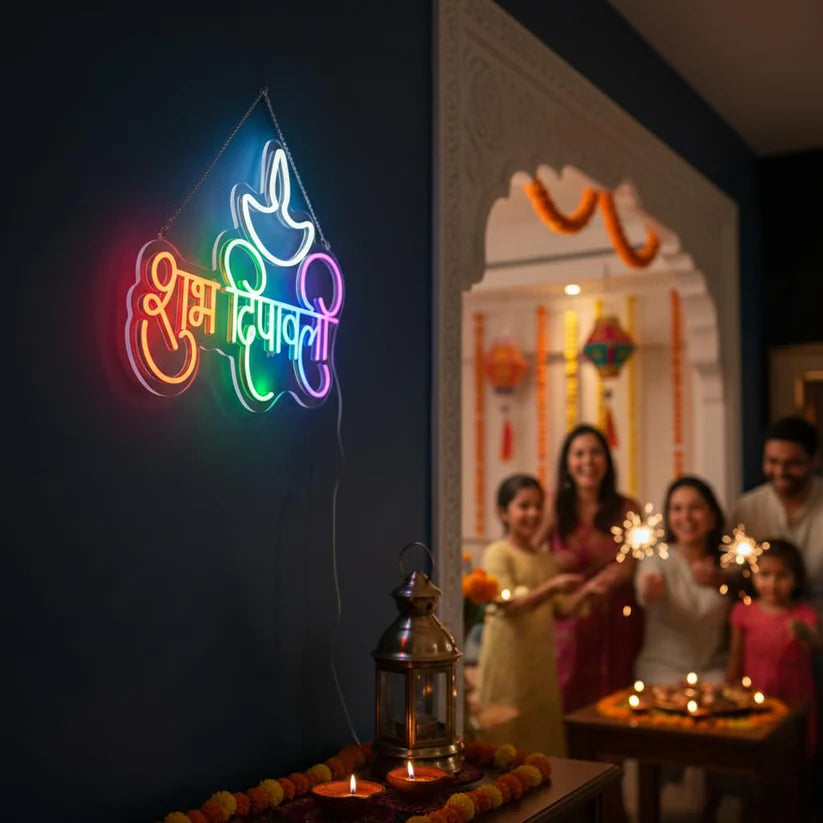 Happy Diwali LED Neon Sign for Festive Home Decor