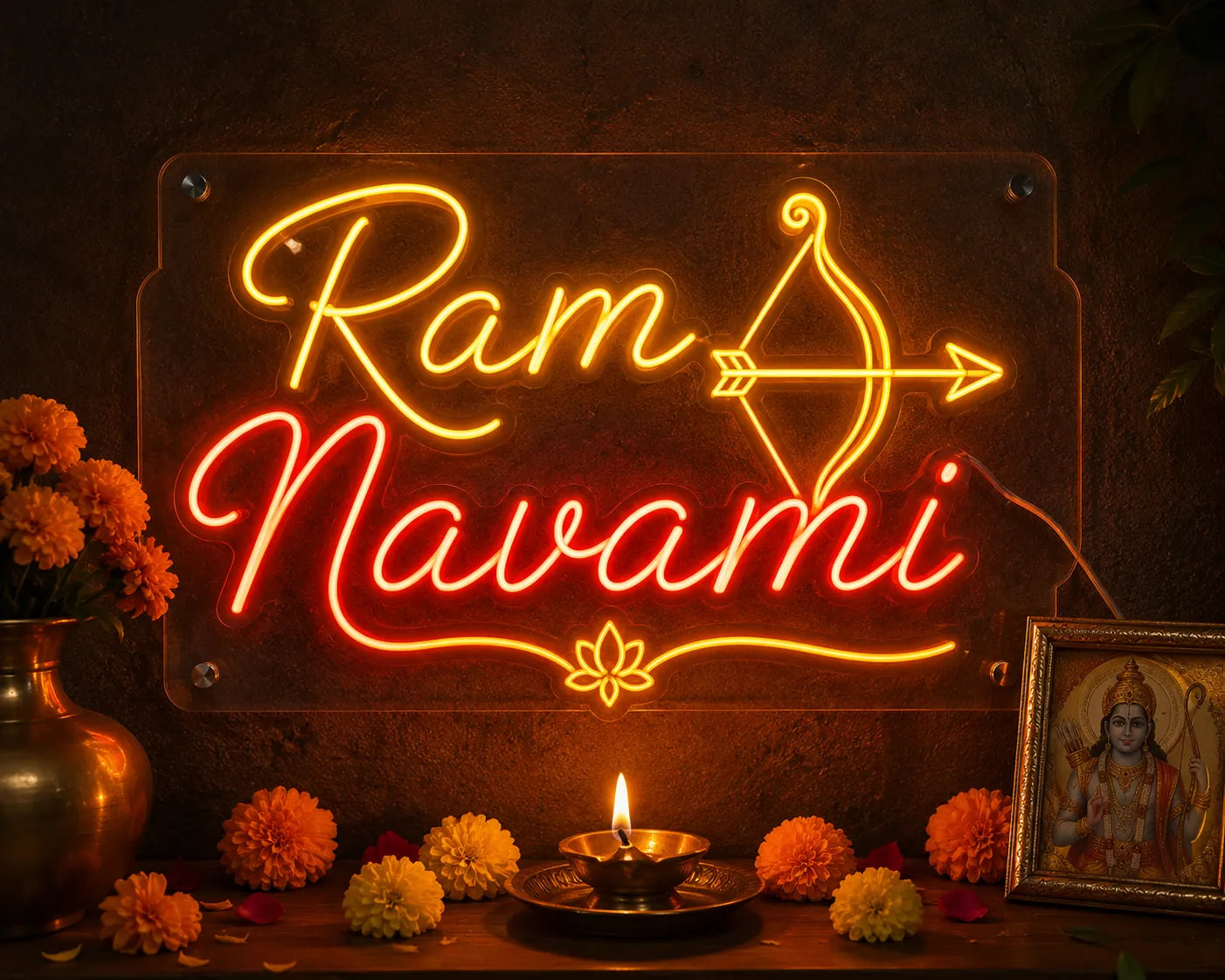 Ram Navami Celebration LED Neon Wall Decor