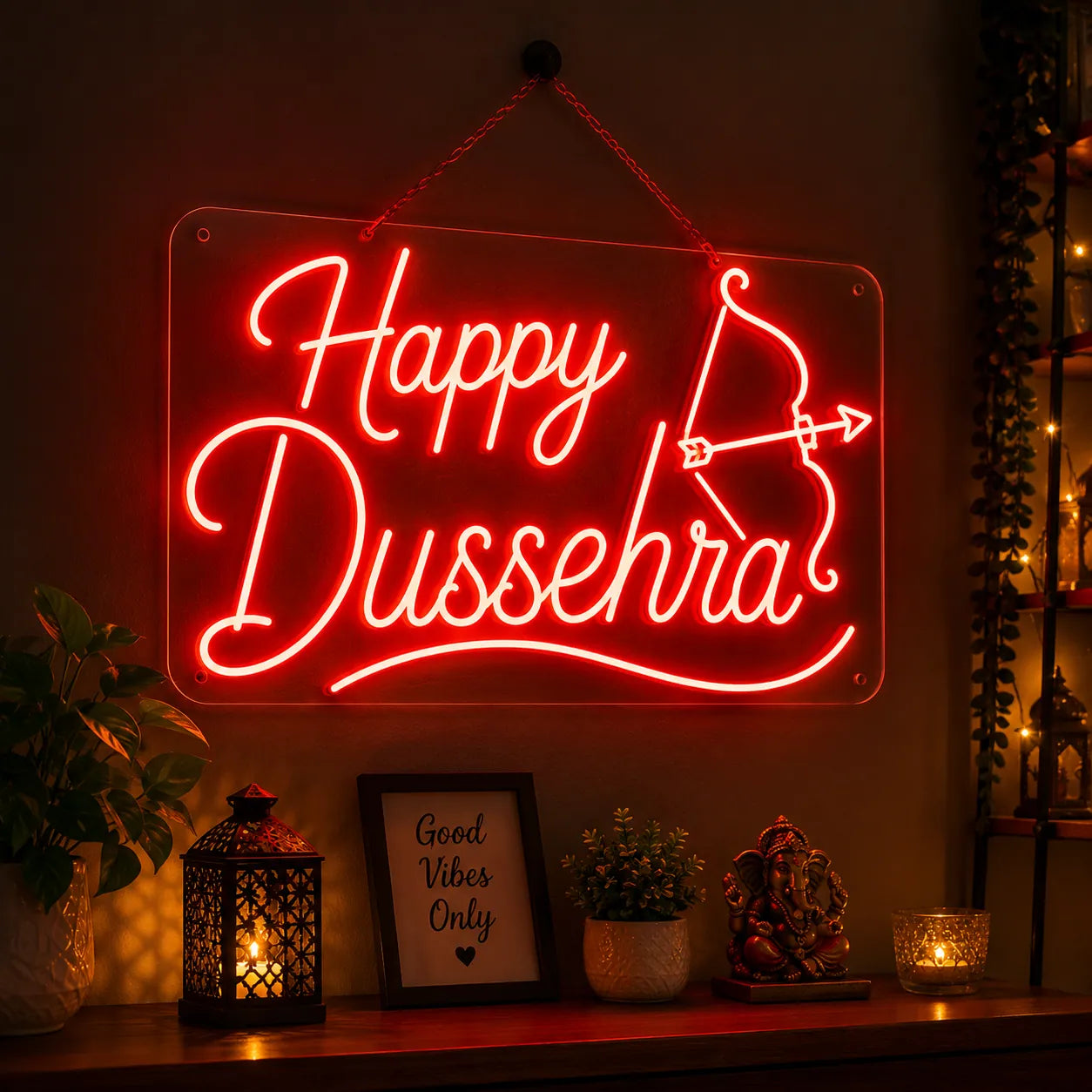 Happy Dussehra Neon Sign for Home & Office Decoration
