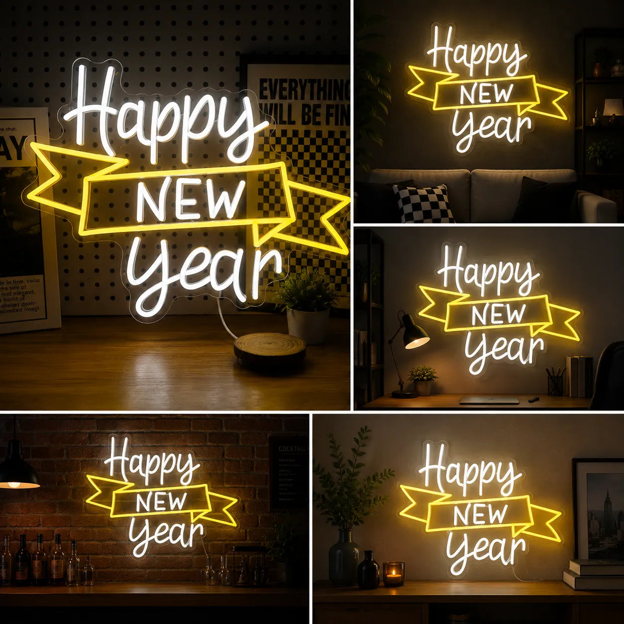 Happy New Year LED Neon Sign for Festival Decorations