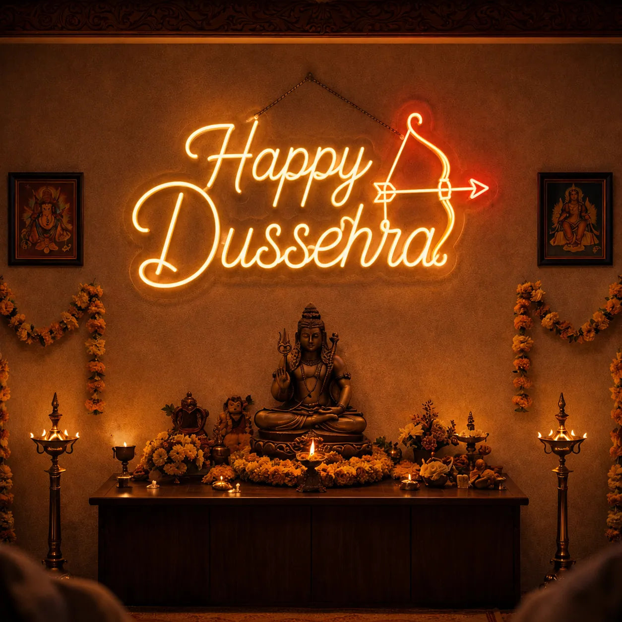 Happy Dussehra Neon Sign for Home & Office Decoration