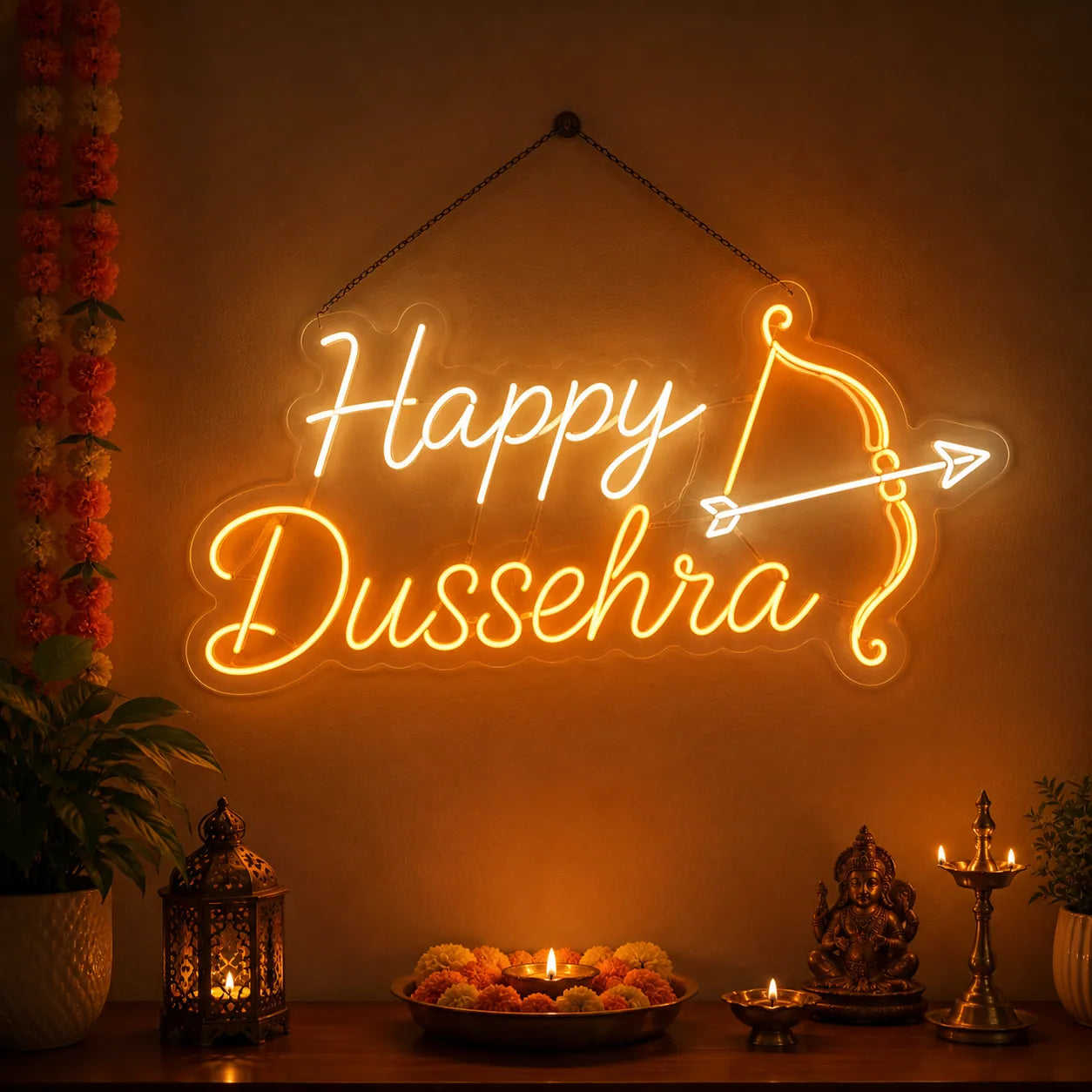 Festive Dussehra Neon Sign for Home, Office & Events Decor