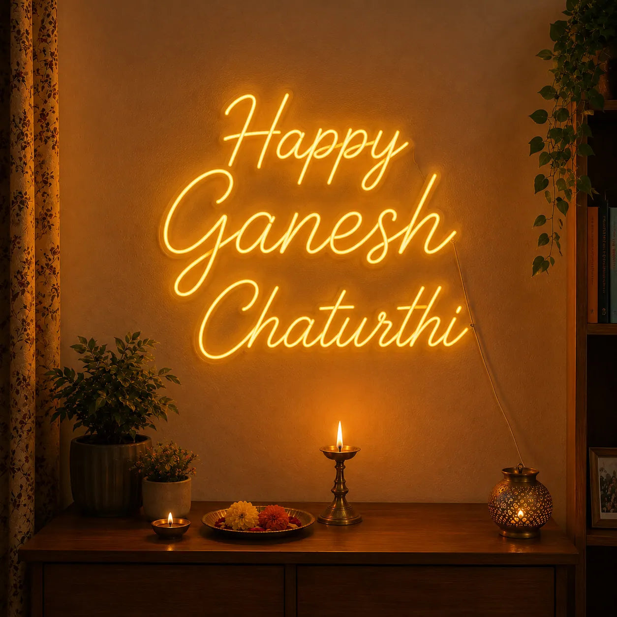 Ganesh Chaturthi Neon Light for Home Decoration